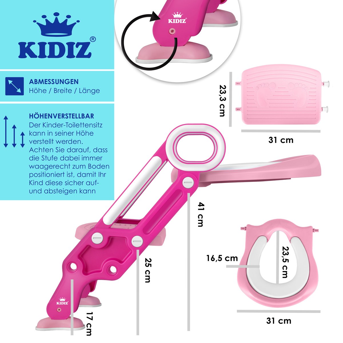 KIDIZ® WC Verkleiner - Potje Peuter - Toilettrainer - Roze