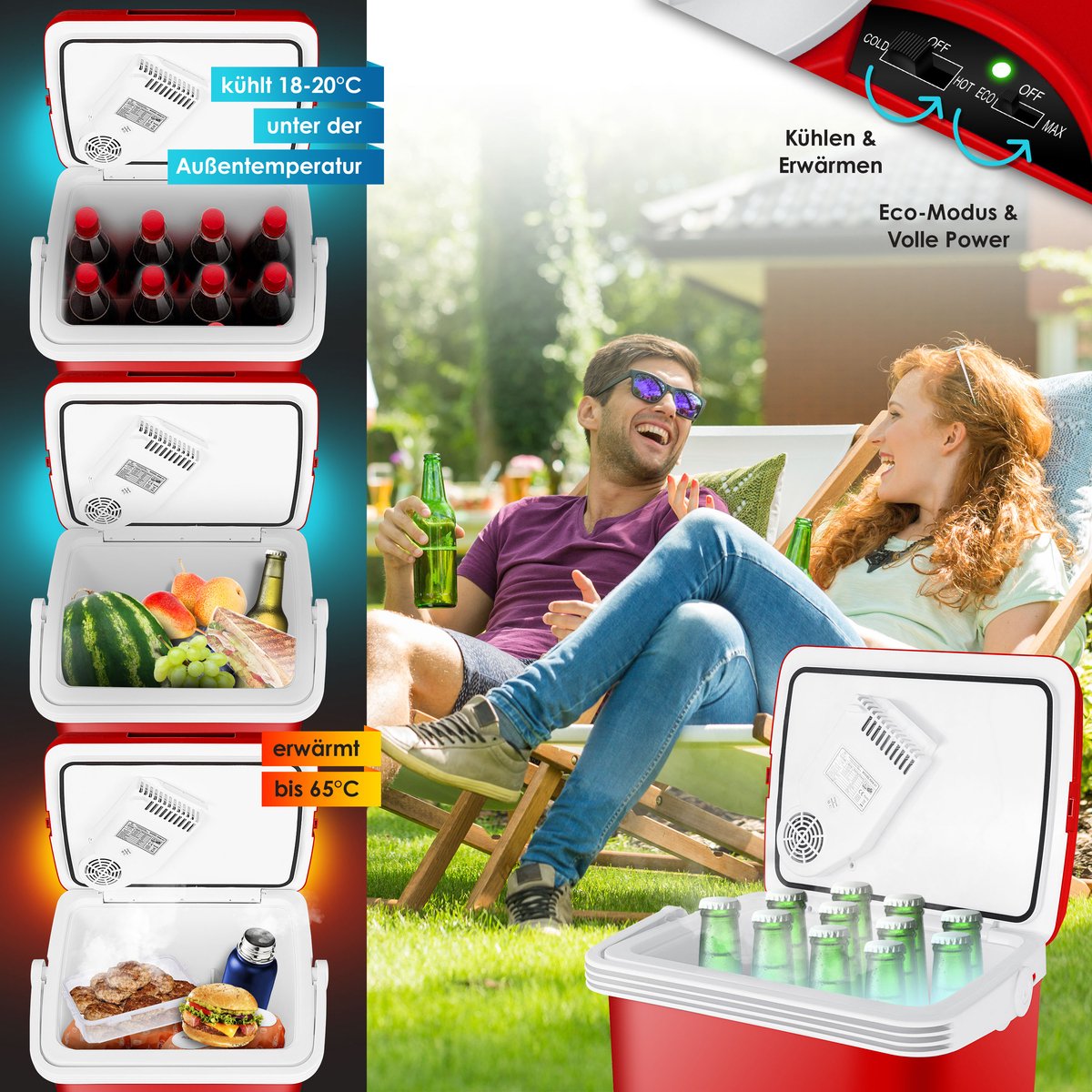 Koelbox Elektrisch – 12V en 230 volt - Coolbox - Frigobox - 32L – Rood