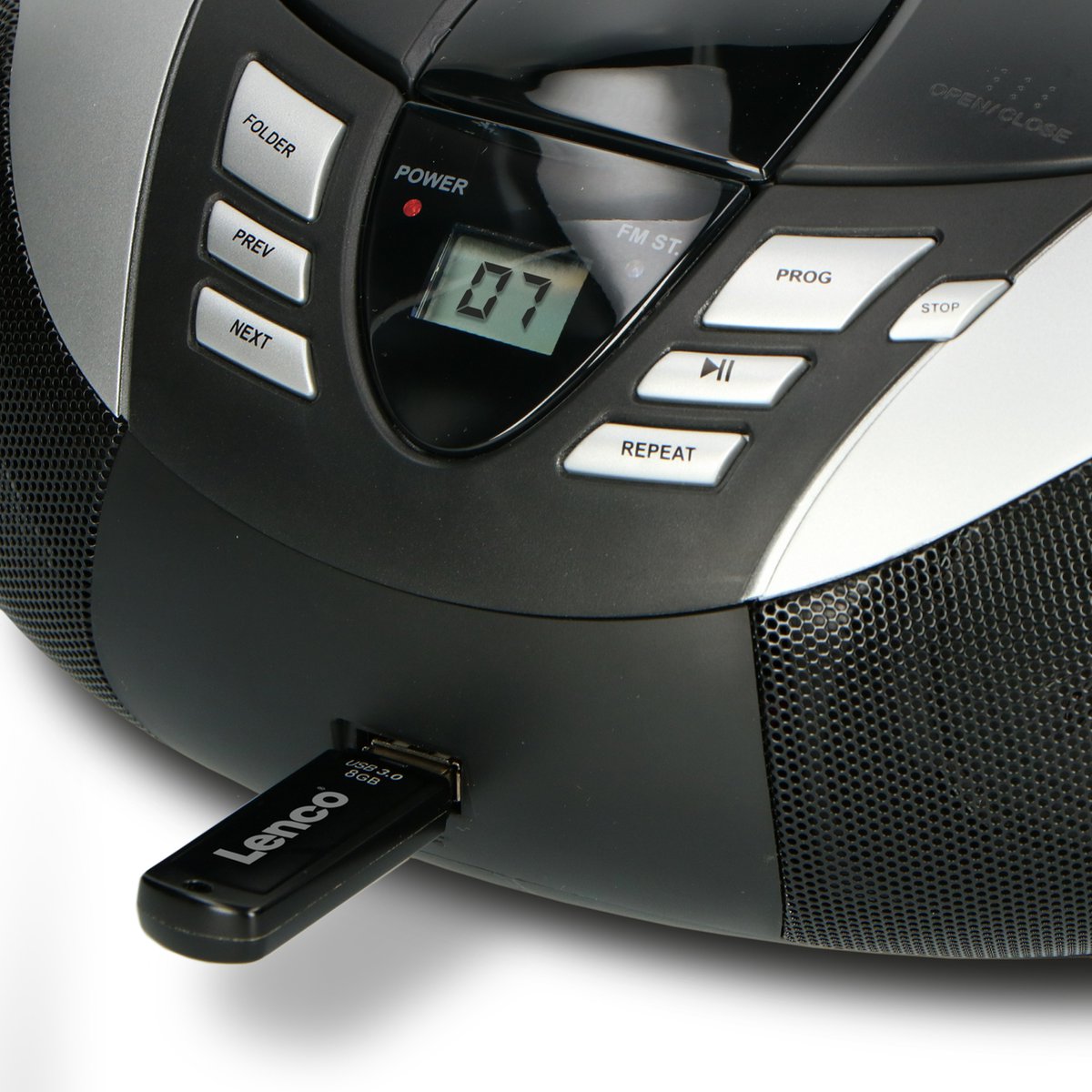 Lenco SCD-37 - Draagbare radio CD speler met MP3 optie en USB - Zilver •