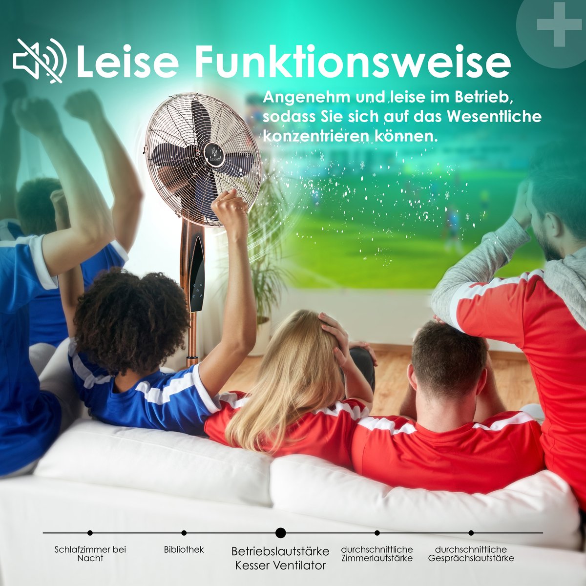 KESSER® Statiefventilator Metaal staande Ventilator met afstandsbediening APP Functie Wifi Timer - Oscillatiefunctie 80 graden 55W - 3 snelheidsniveaus In hoogte verstelbare stand - Koper