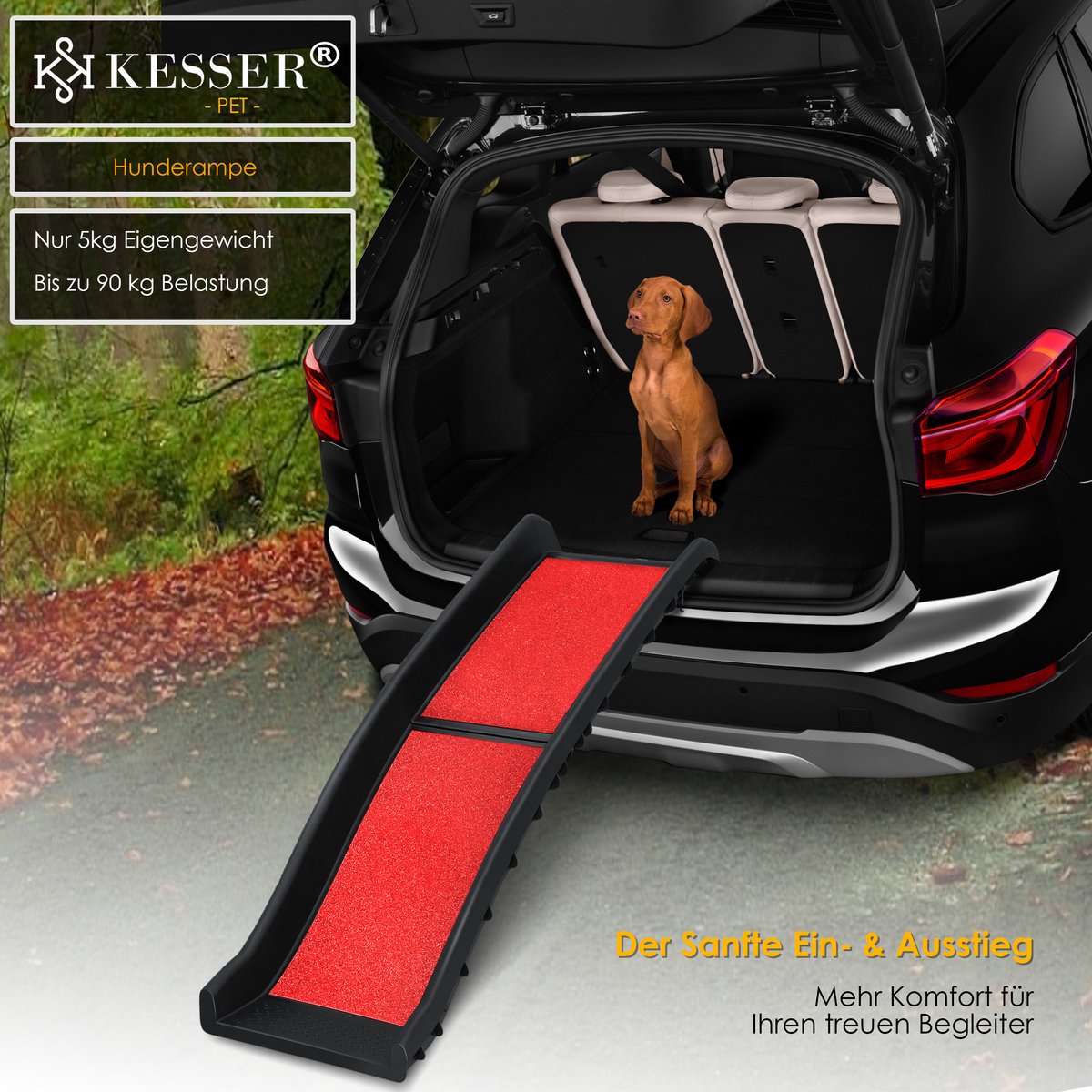 KESSER® Hondenhelling - Loopplank - Hondentrap - Opvouwbaar - Rood