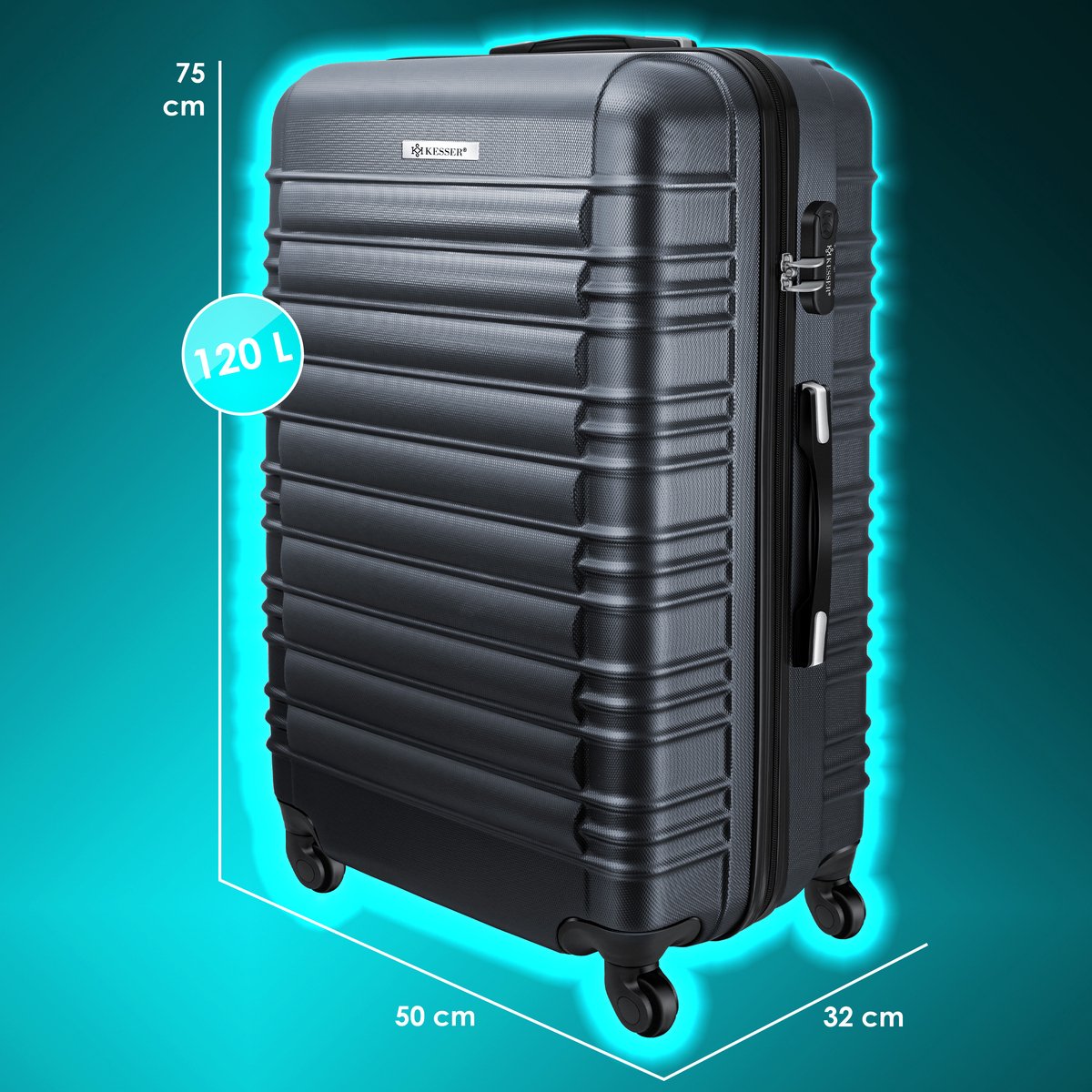 KESSER® Reiskoffer - 120L - ABS - Antraciet