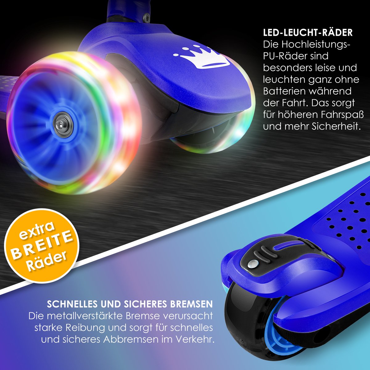 KIDIZ® Kinderstep - Opvouwbaar - Verstelbaar - City Scooter - Blauw •