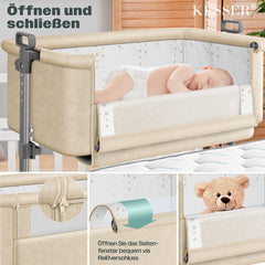 KESSER® 3in1 Ledikant - Babybed - Verstelbaar - Inklapbaar - Beige