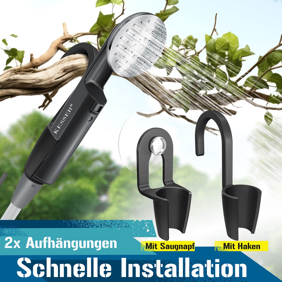 KESSER® Campingdouche - Tuindouche - Mobiele douche - Zwart