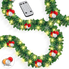 KESSER® Kerstslinger | Guirlande met 100 LED's warmwit Lampjes - Kerstversiering, Kerstguirlande LED verlichting voor Kerstboom en Binnen & Buiten, Kerstverlichting Slinger voor Kerstmis - Groen, 5M / 100 LEDs met afstandsbediening