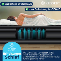 Luchtbed - 1 Persoons - Luchtmatras met pomp - Opblaasbed - Zwart - KESSER® •