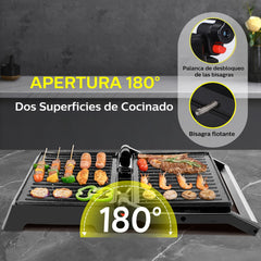 Aigostar Contactgrill - Panini Grill - 1500W - RVS/Zwart
