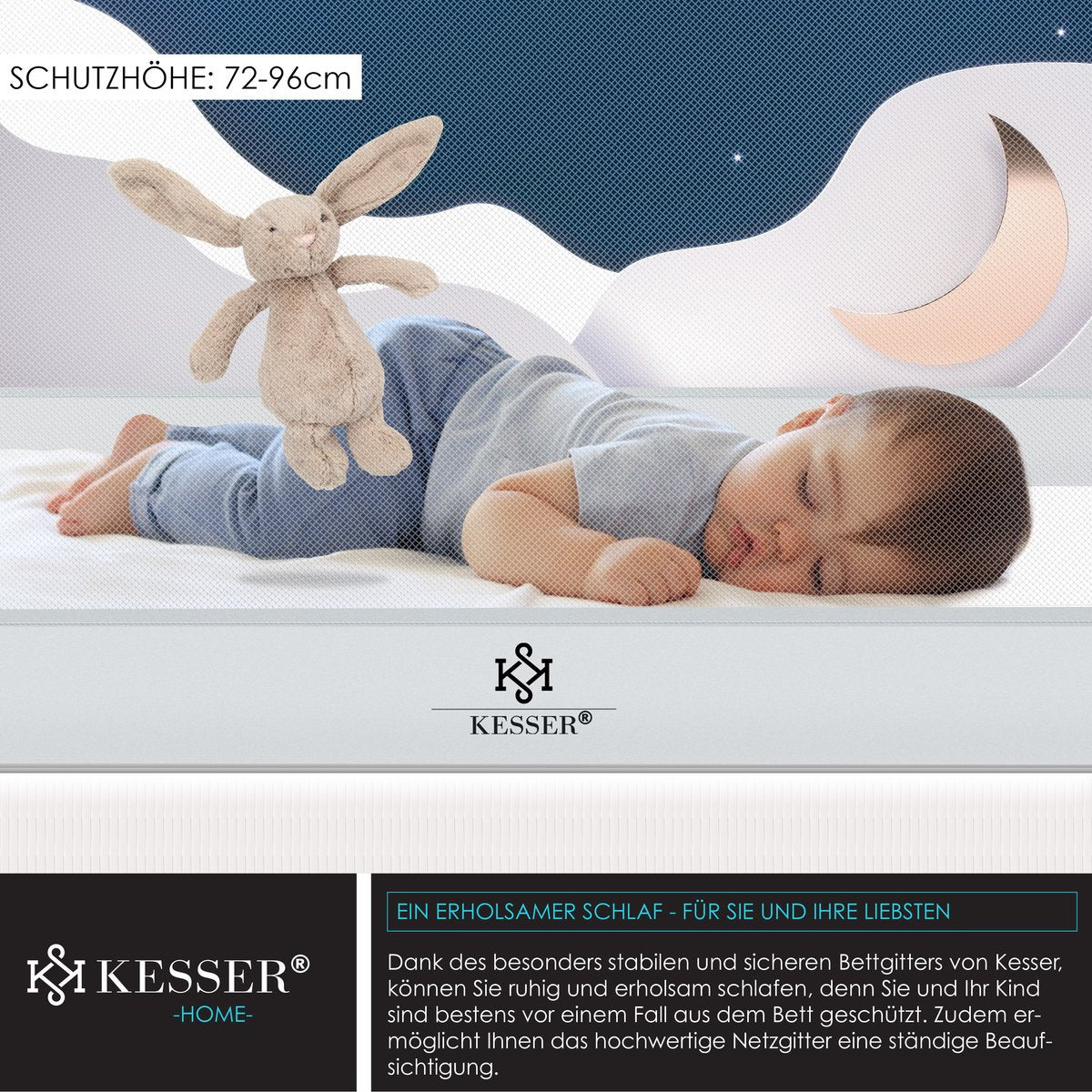 KESSER® Bedhekje - Kinderbedhek - Babybedhek - 150cm - Lichtgrijs