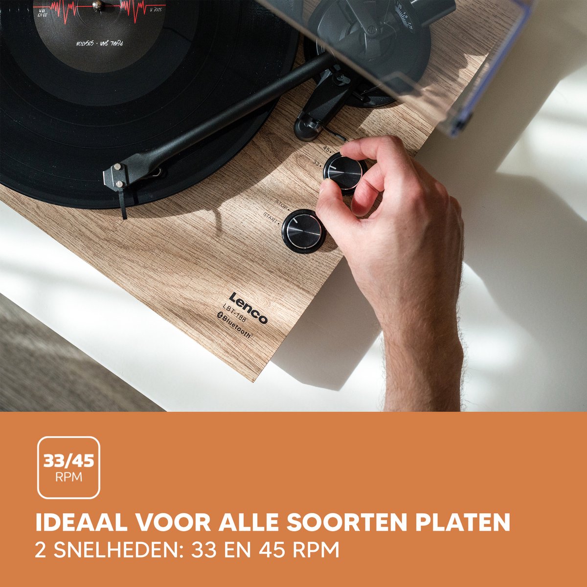 Lenco Platenspeler met Bluetooth - LBT-188PI - Hout •