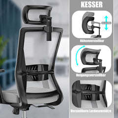 KESSER® Ergonomische Bureaustoel - Gamestoel - Office Chair - Grijs