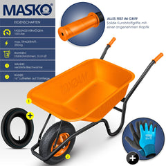 MASKO® Kruiwagen - 100L - Tot 250kg - Oranje