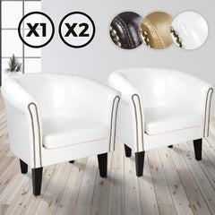 Chesterfield fauteuil met spijkerkoppen, zetel, Wit