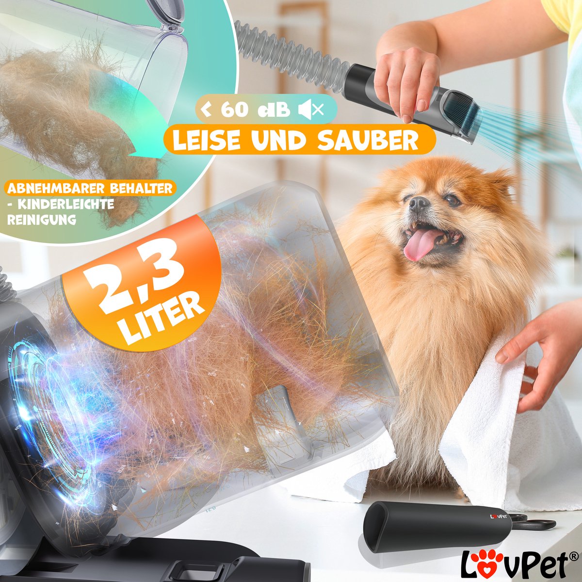 LOVPET® Hondentondeuse - Tondeuse voor dikke vacht  - Antraciet / Lichtgrijs