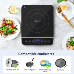Aigostar Inductie Kookplaat - 2000 Watt - Timer - Zwart •