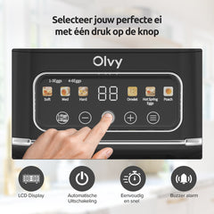 Eierkoker - LCD-Display - Met Timer - 6 Eieren - Elektrisch - Incl. Maatbeker - Vaatwasserbestendig - Olvy