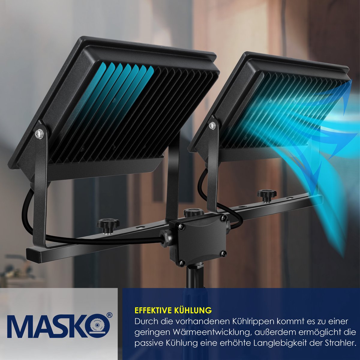 MASKO® LED Bouwlamp - 2x50W - Werklamp - IP65  - Zwart