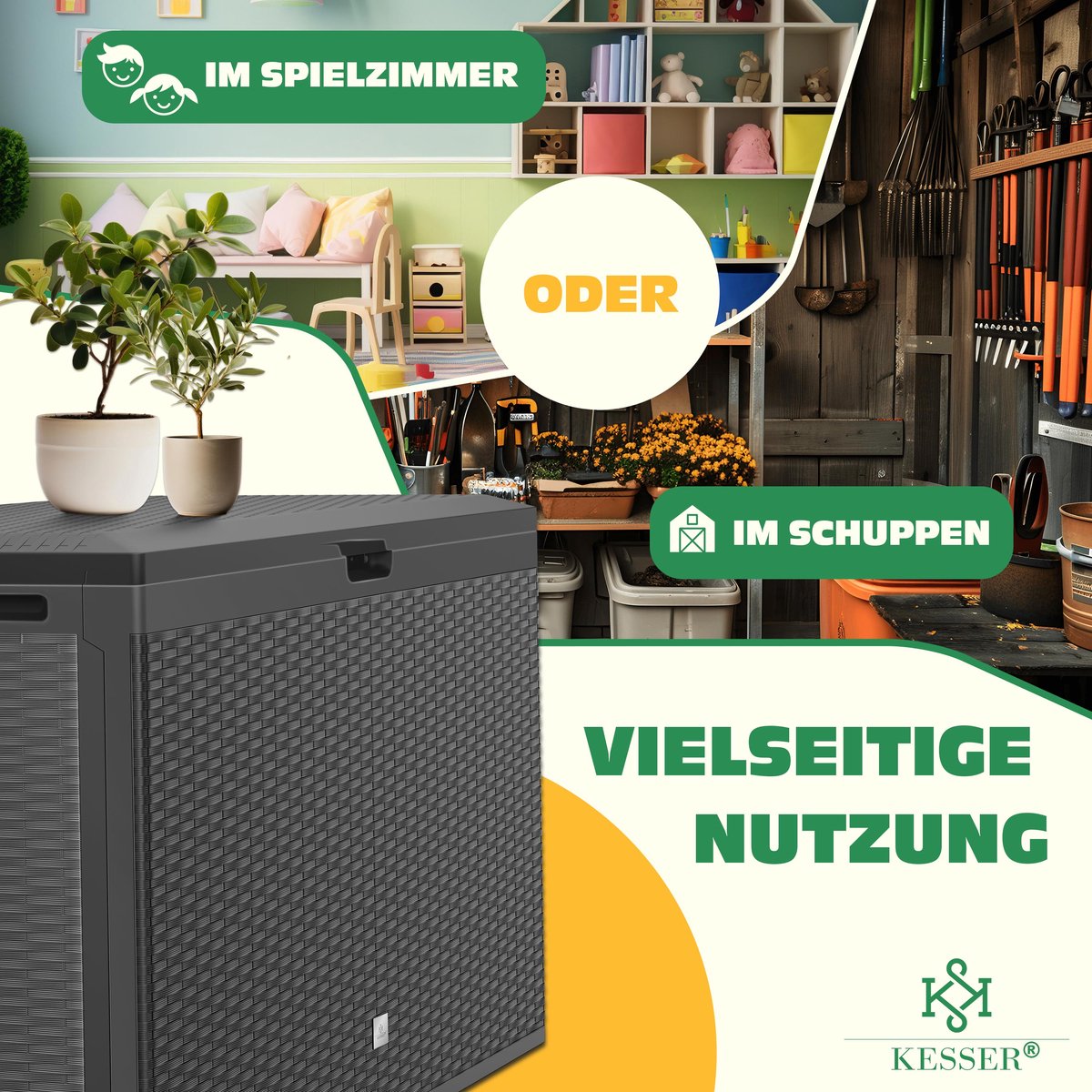 KESSER® Opbergbox 290L - Inklapbaare - Tuinkist - Antraciet •