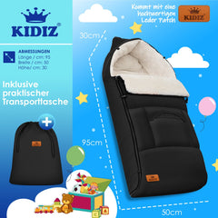 Voetenzak voor Autostoeltje en Buggy - Baby Slaapzak - Zwart - KIDIZ®