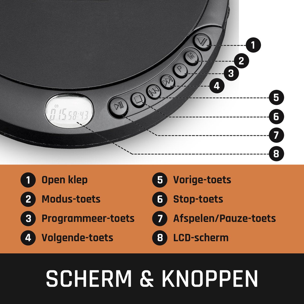 Lenco CD-200 Discman - Draagbare CD-MP3 Speler met Anti-Shock bescherming - Zwart