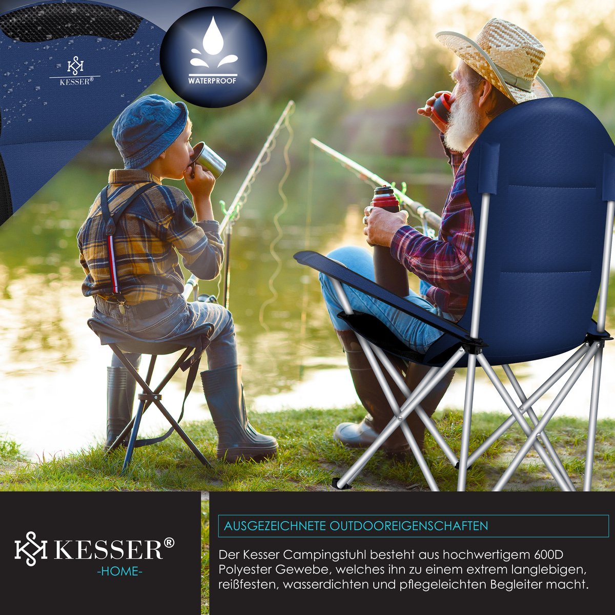 KESSER® Campingstoel - Visstoel - Vouwstoel - Marineblauw