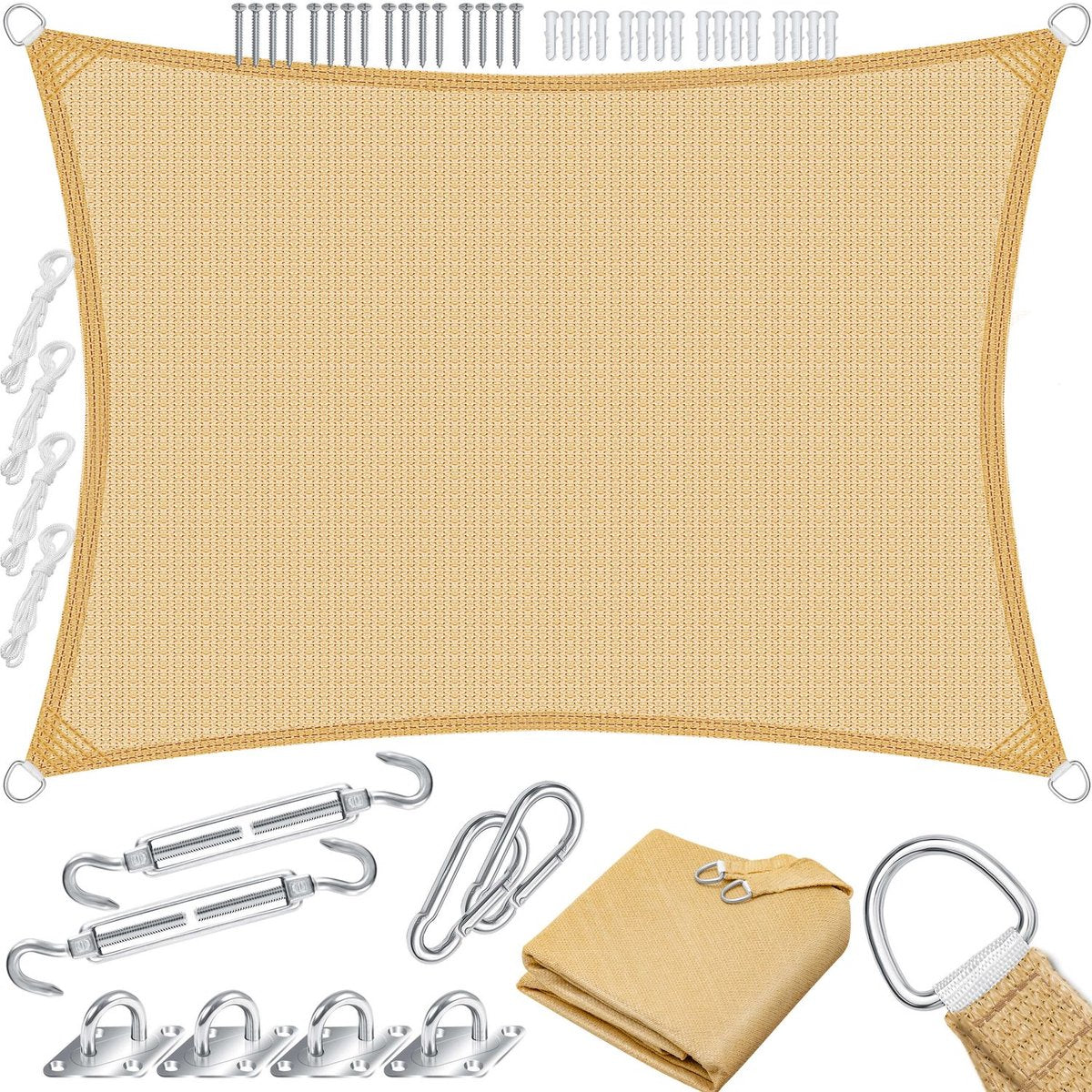 Schaduwdoek - Zonnezeil - Rechthoekig - 4x6 m - Zand - KESSER®