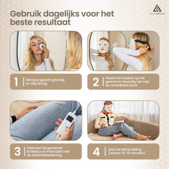 LivingBoost® Led Gezichtsmasker - Led Masker - Infraroodlamp - Rood Licht Therapie - Collageen Masker - Infraroodtherapie - Red Light Therapy - Huidverzorging - Led Face Mask