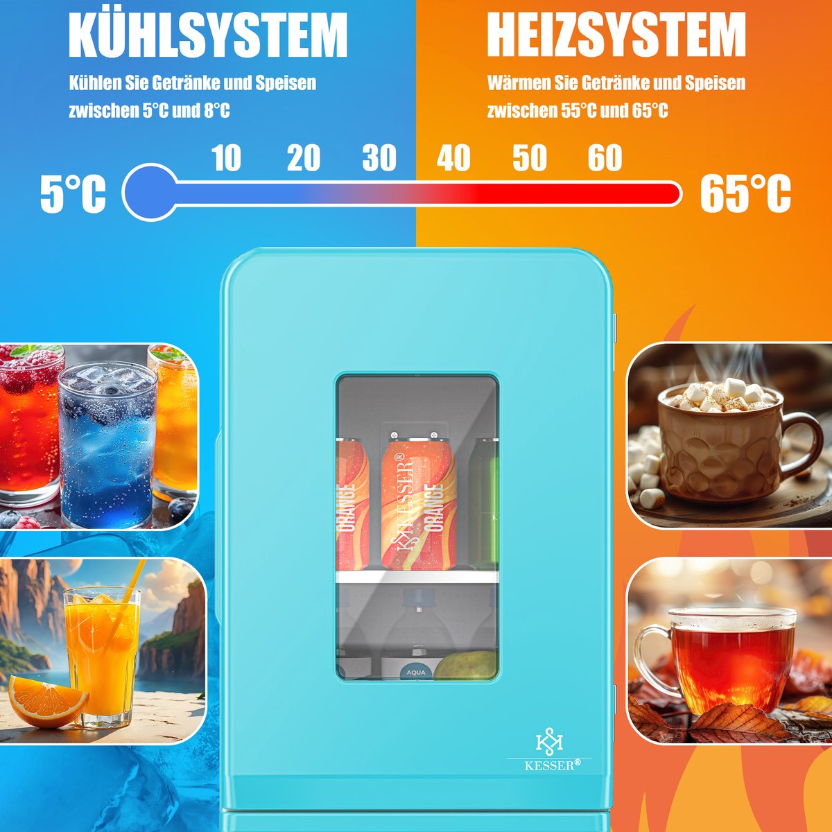 KESSER® Mini Koelkast - 15 Liter - Koelbox - Lichtblauw