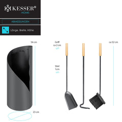 KESSER® Haardset 4-delig - Haardstel - Antraciet