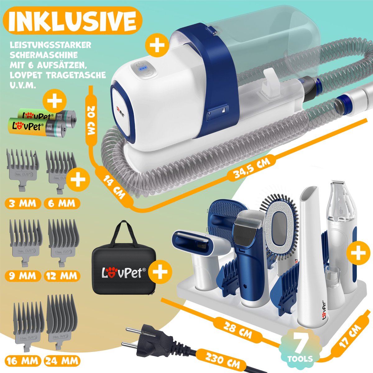 LOVPET® Hondentondeuse - Tondeuse voor dikke vacht  - Wit / Blauw