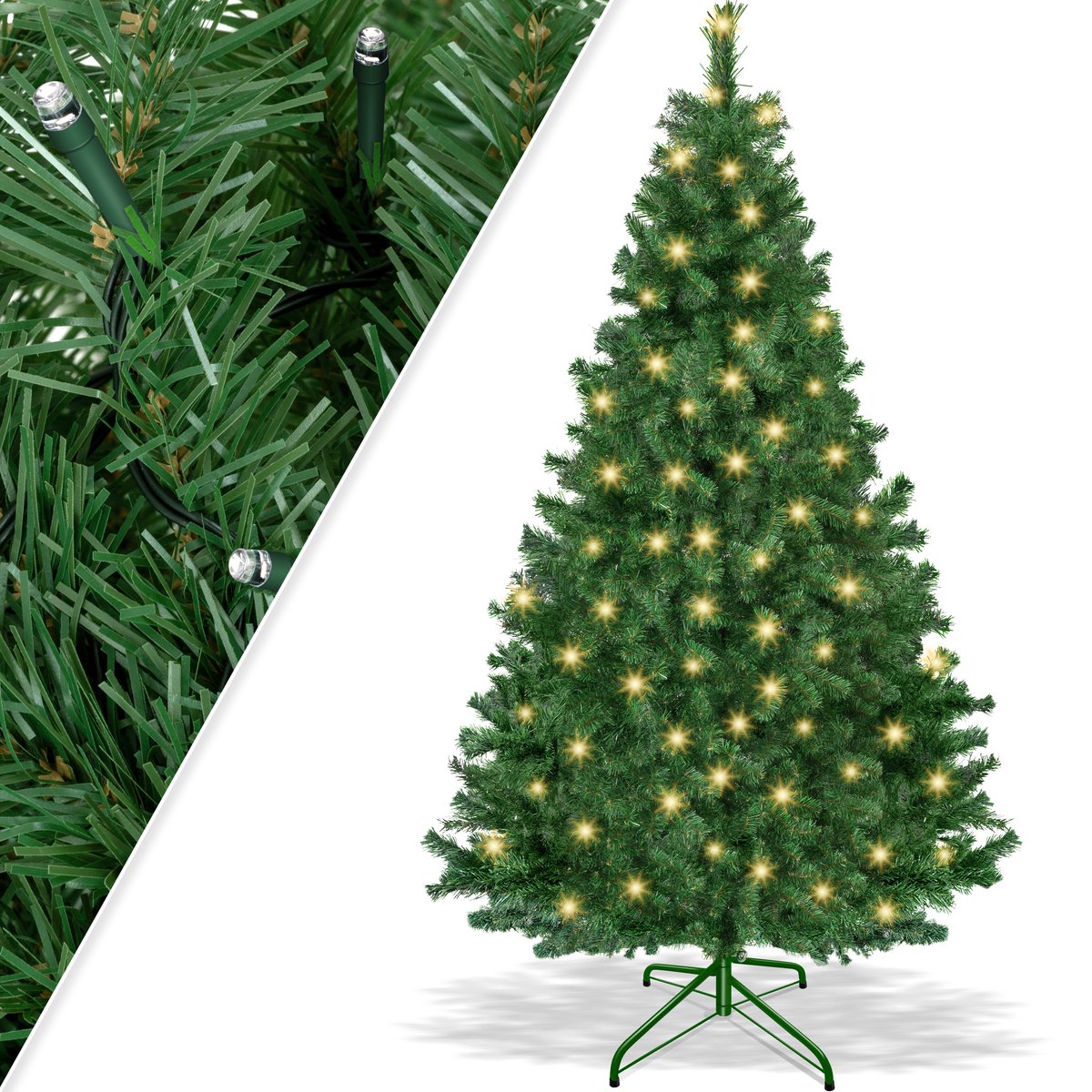 KESSER® Kerstboom met Verlichting Kunstkerstboom inclusief Standaard Snelle montage - 180 cm, Groen, Met LED