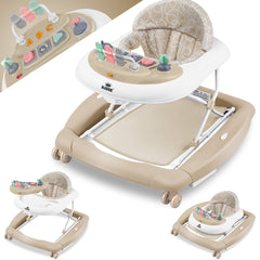 KIDIZ® 4in1 Baby walker - Loopstoel - Loopwagen - Opvouwbaar - Khaki •