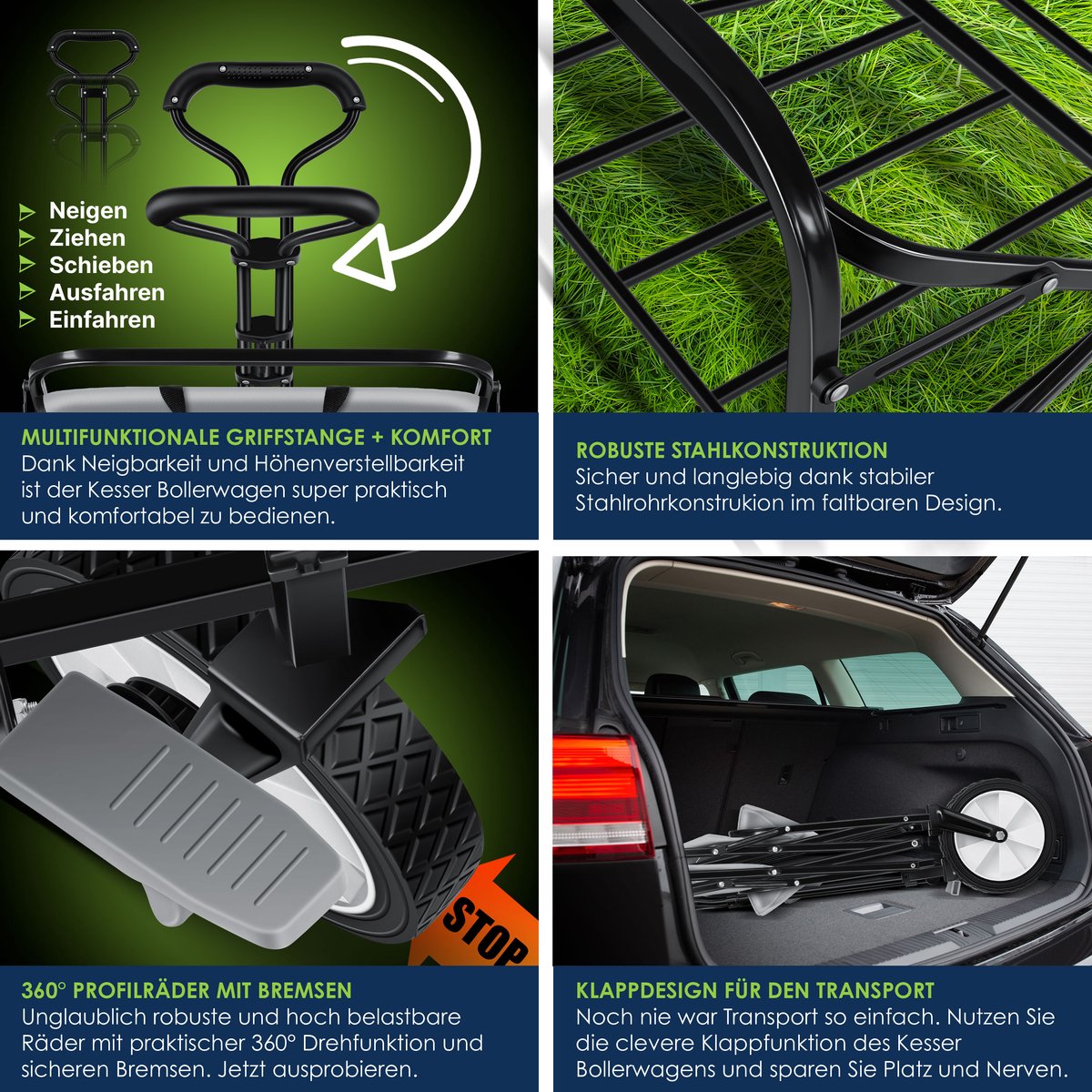 KESSER® Bolderkar - Opvouwbaar - Bolderwagen - Grijs