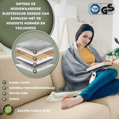 Elektrische deken - Warmtedeken - 2 persoons - 180x200 cm - Bruin - Sinnlein®