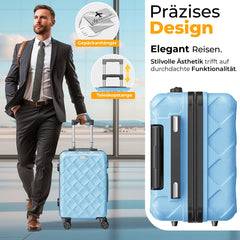 KESSER® Reiskofferset - 4-delig - ABS- Kofferset - Blauw •