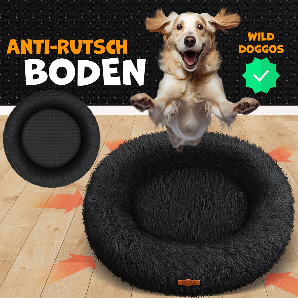 LovPet® Hondenbed - Hondenmand - 70x70cm - XL - Zwart •