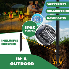 KESSER® 6 Solar Tuinfakkels - Tuinverlichting - Sensor - Zwart •