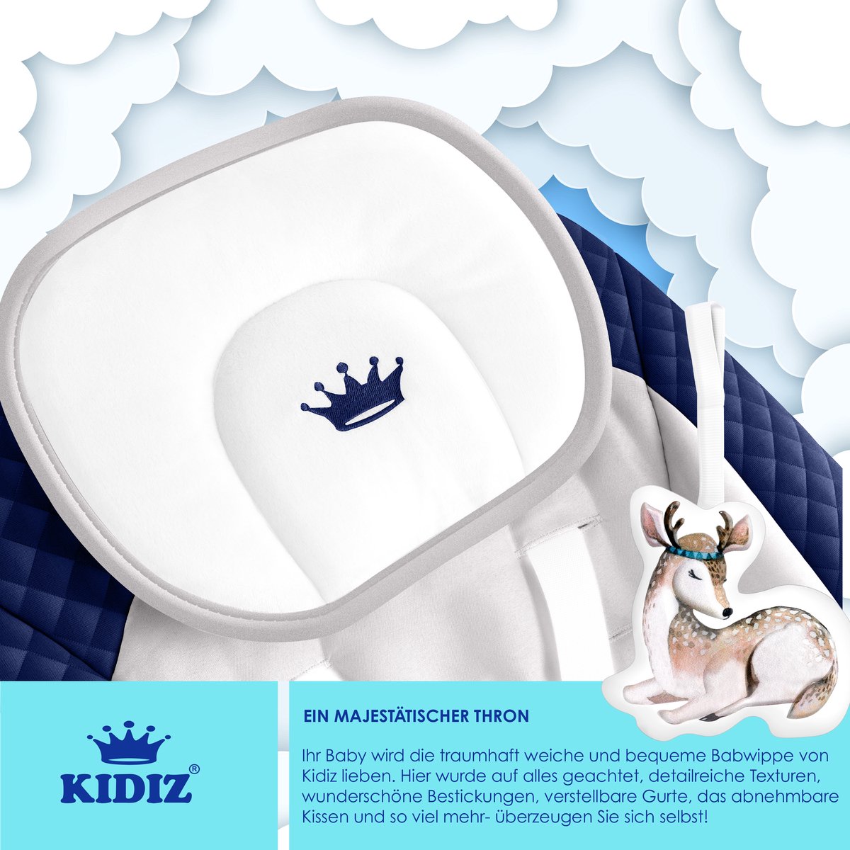 Wipstoel - Babyschommel - Baby Swing -  max 9kg - Blauw - KIDIZ®