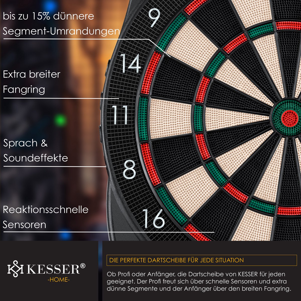 Elektrisch Dartbord - Met 15 darts - Klassiek met LCD - KESSER®