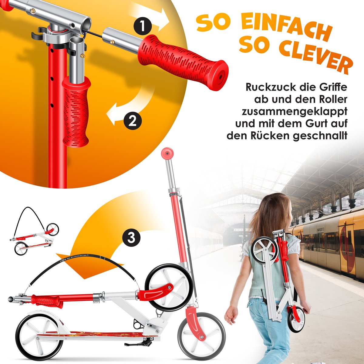 Kinderstep - Verstelbaar - Vouwbaar - Rood - KESSER®