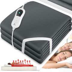 KESSER® Elektrische Onderdeken Warmtedeken met automatisch uitschakelende afstandsbediening | warmte deken met 3 temperatuurstanden | voor matrasverwarming | van zacht fleece - Antraciet zonder motief (150 cm x 80 cm)