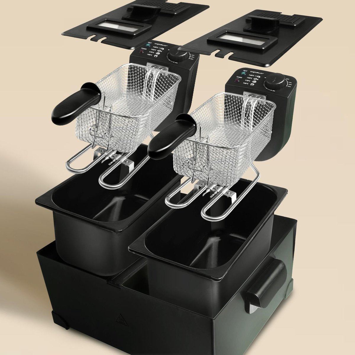 Aigostar Dubbele frituurpan - 2x3L - 1800W - Zwart