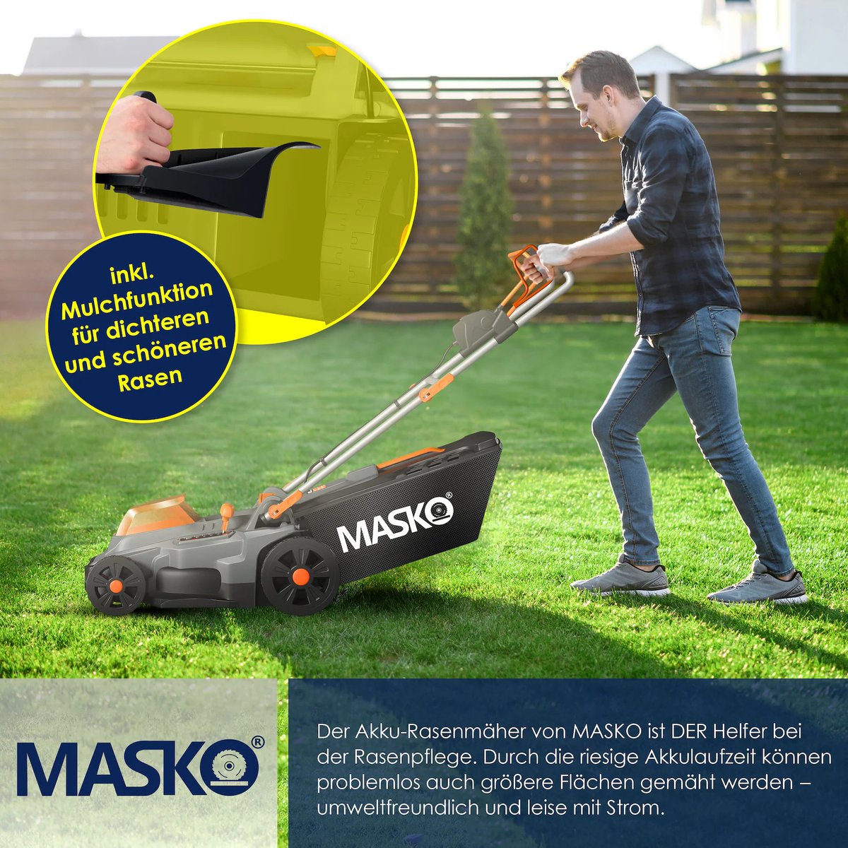 MASKO® Elektrische grasmaaier - Grastrimmer - 37cm - Grijs •