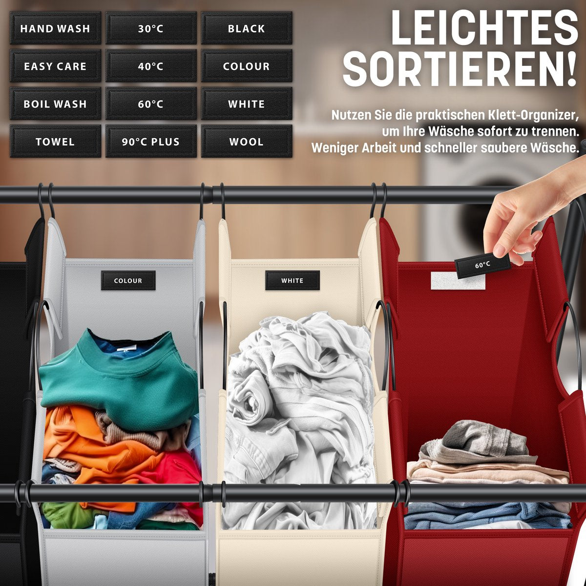 KESSER® Wasmand op Wieltjes - 4 Vakken - Wassorteerder