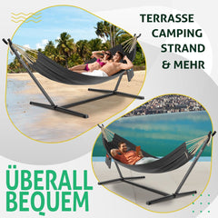 KESSER® XXL Hangmat 2 personen - Tot 200kg - Metalen Frame - Antraciet