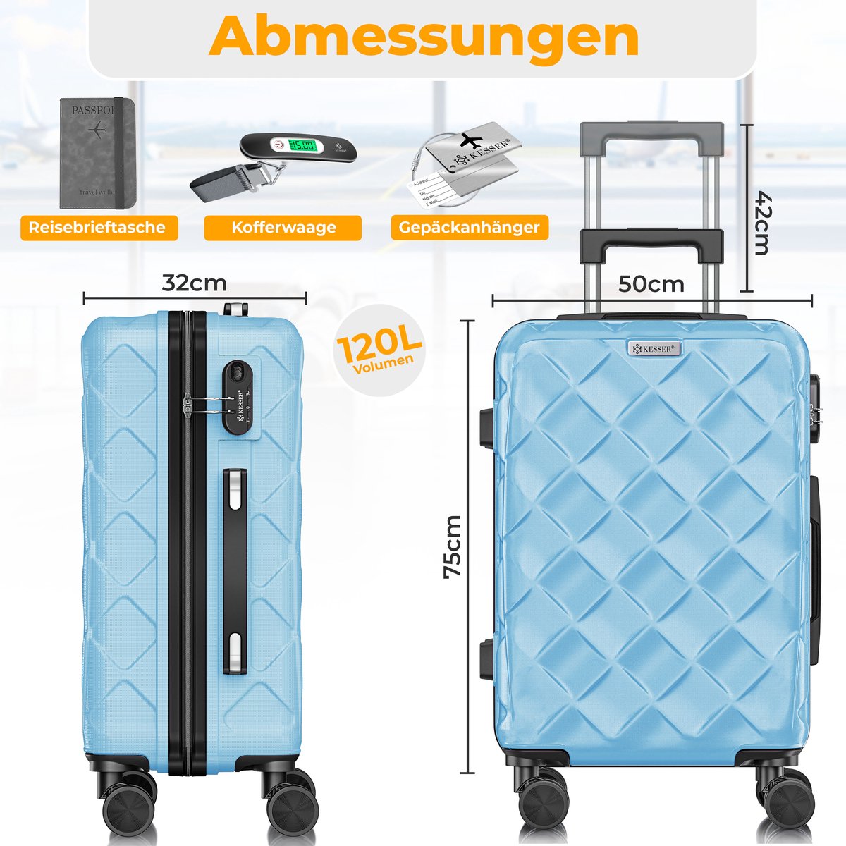 KESSER® Reiskoffer - 120L - ABS - Blauw