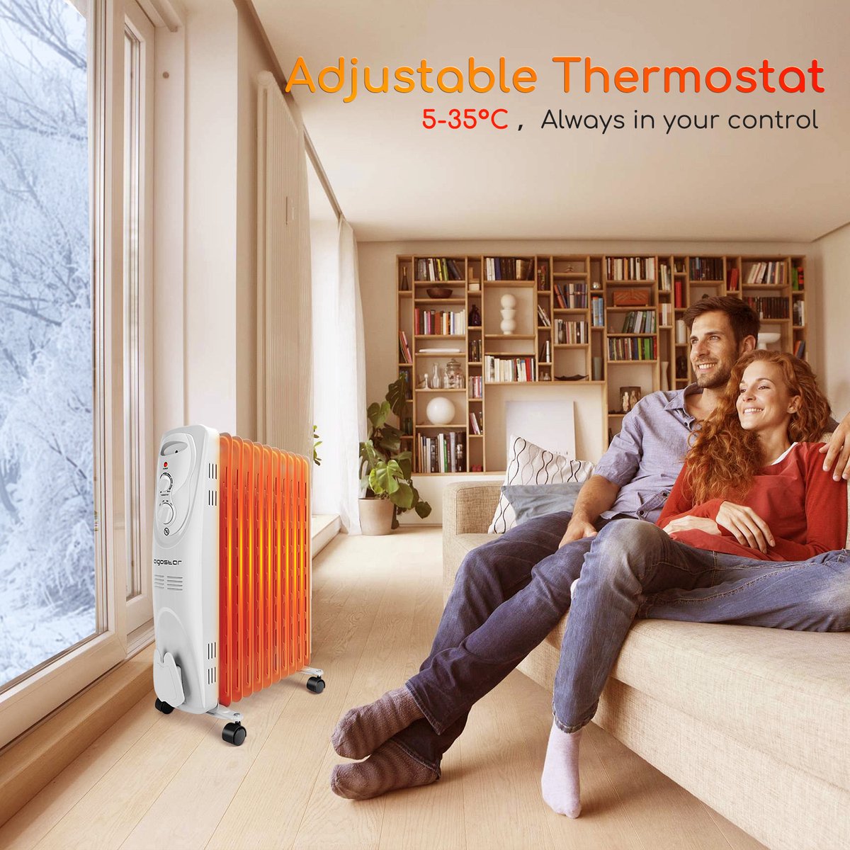 Olieradiator - 2300W Heater - Elektrische kachel - met Thermostaat - Wit - Aigostar