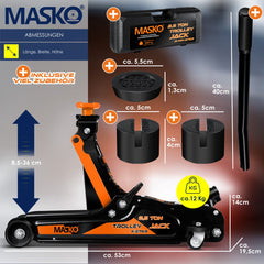 MASKO Hydraulische Autokrik - Garagekrik - 2.5 Ton - Oranje