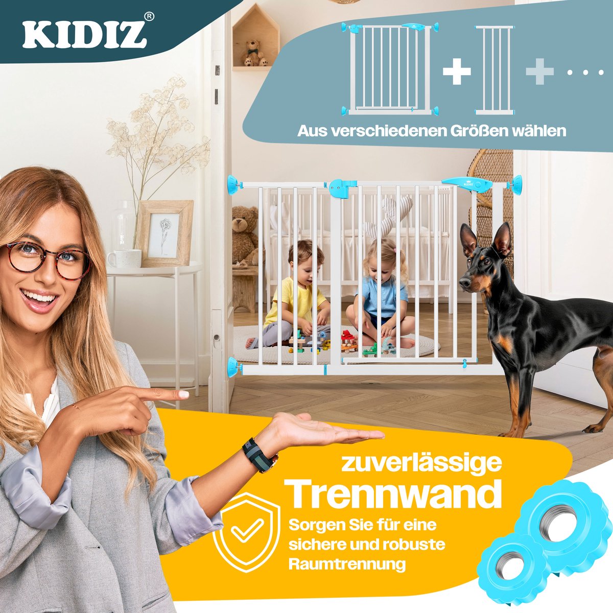 KIDIZ® Traphekje zonder boren - Veiligheidshekje - 74-87cm - Wit