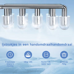 Aigostar IJsblokjesmachine – 1.5L -14kg/24 uur – IJsblokjesmaker met IJsschep – Zelfreinigingsfunctie - Draagbaar - Zwart